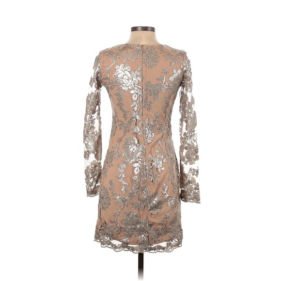 Dress The Population Women's Lace Floral Sequin Long Sleeve Formal Dress Size XS - Picture 2 of 15